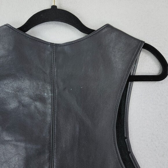 Mephisto Vest Womens Small Black Leather Lace Up Motorcycle Biker Open Front - Picture 9 of 11